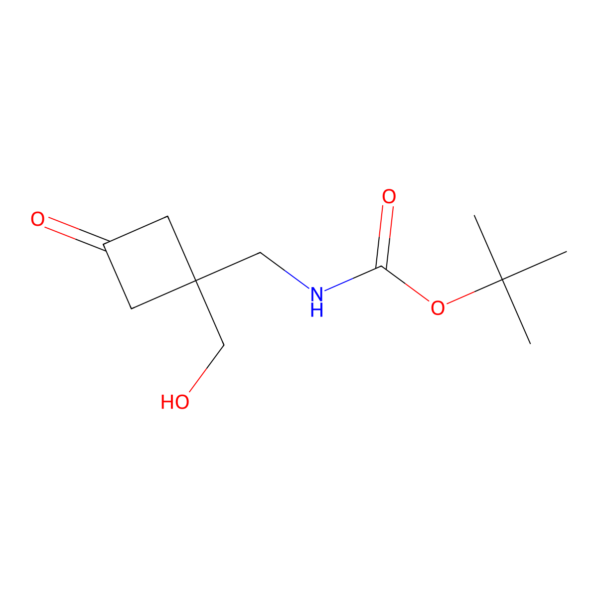 tert-butyl N-{[1-(hydroxymethyl)-3-oxocyclobutyl]methyl}carbamate molecular structure, CAS 1780105-44-3