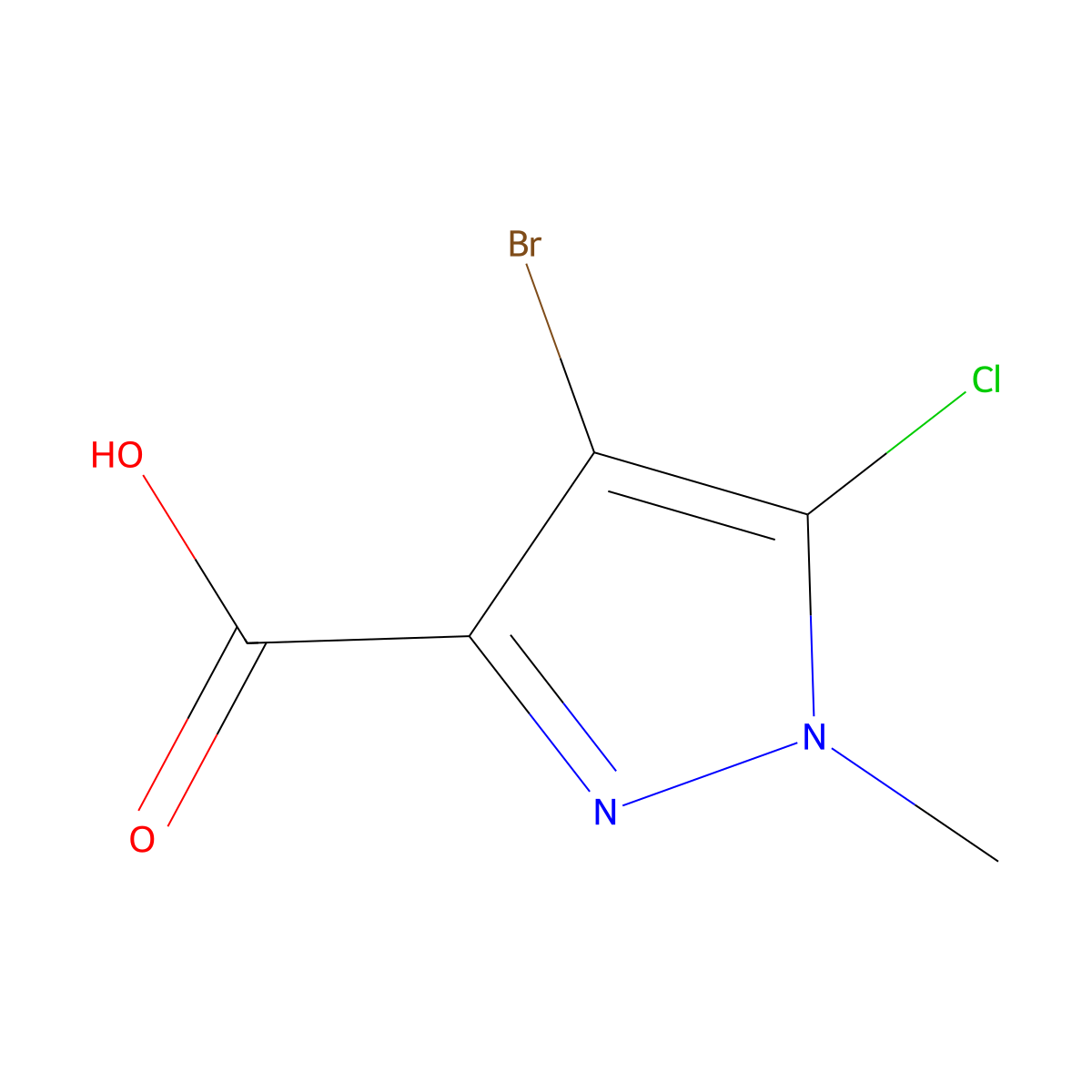 4-bromo-5-chloro-1-methyl-1H-pyrazole-3-carboxylic acid molecular structure, CAS 1780105-56-7