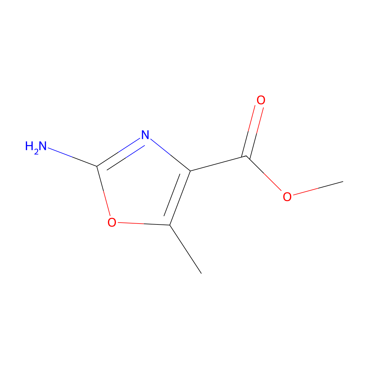 Methyl 2-amino-5-methyl-1,3-oxazole-4-carboxylate molecular structure, CAS 1780137-54-3