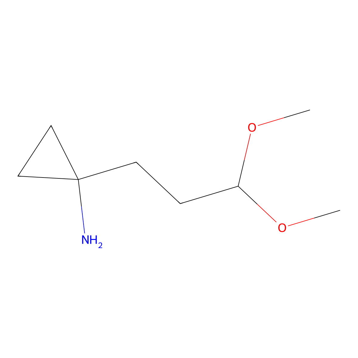 1-(3,3-Dimethoxypropyl)cyclopropan-1-amine molecular structure, CAS 1780143-33-0