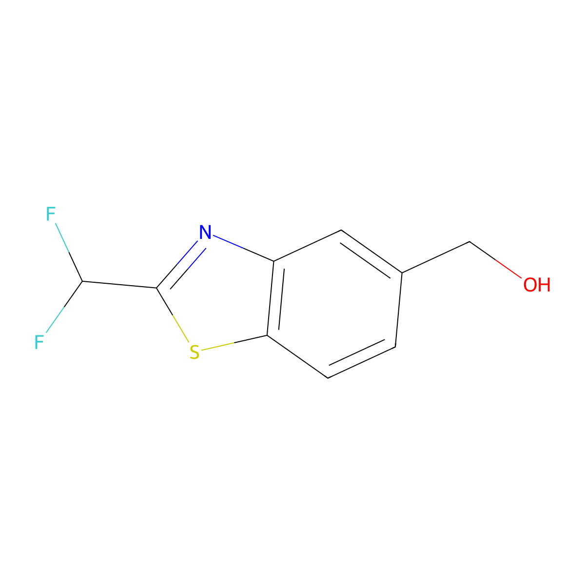 (2-(Difluoromethyl)benzo[d]thiazol-5-yl)methanol molecular structure, CAS 1780143-74-9