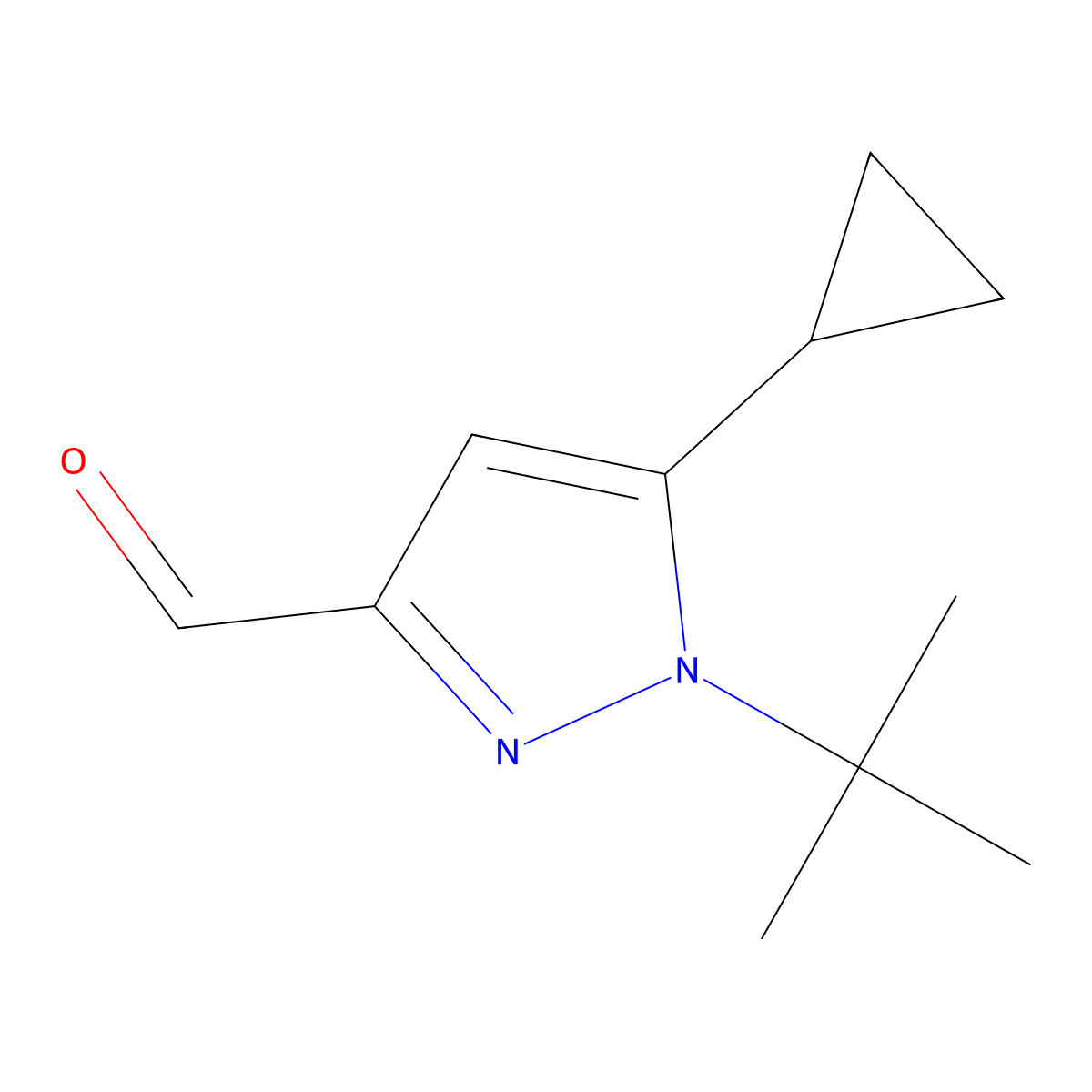 1-tert-butyl-5-cyclopropyl-1H-pyrazole-3-carbaldehyde molecular structure, CAS 1780151-15-6