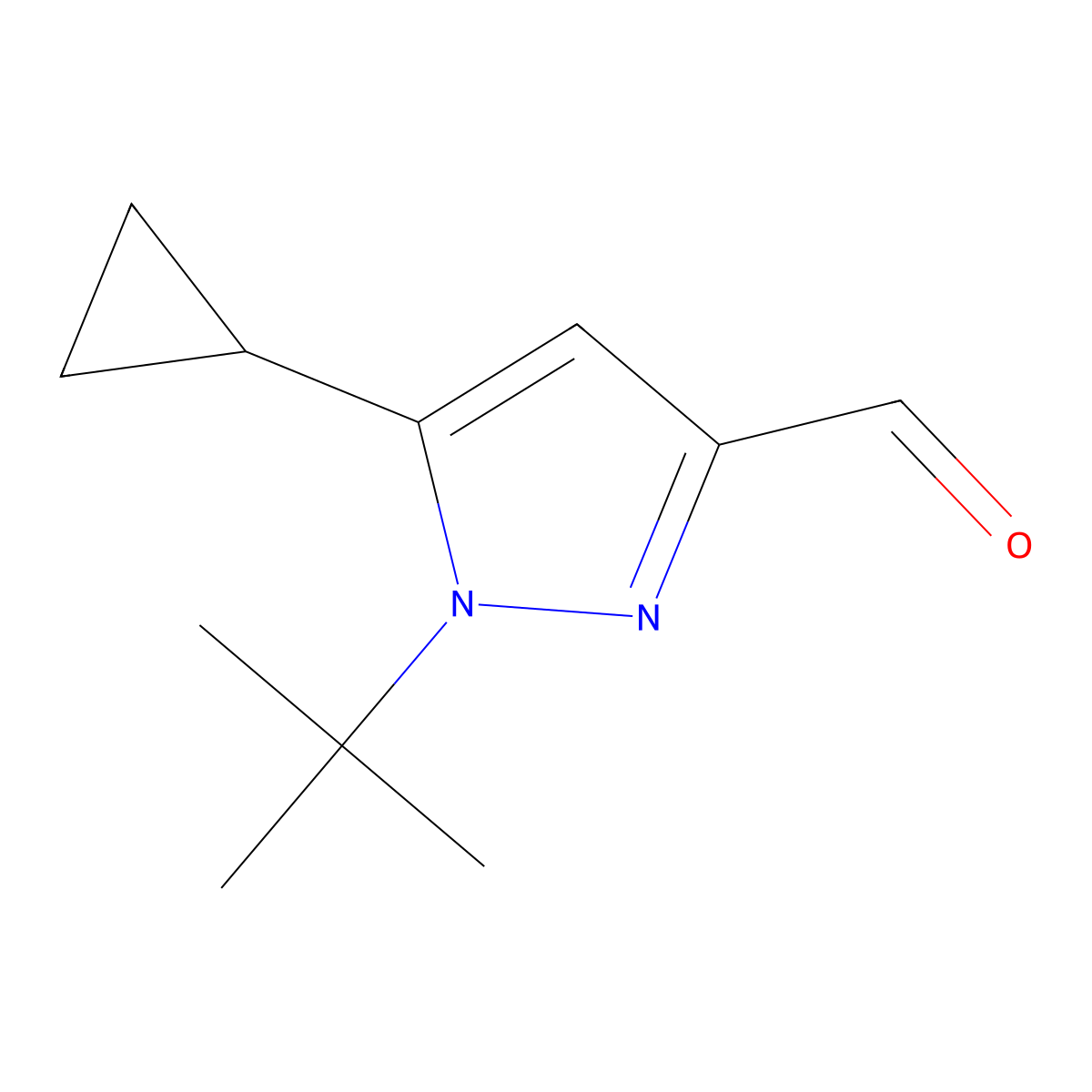 1-tert-butyl-5-cyclopropyl-1H-pyrazole-3-carbaldehyde molecular structure, CAS 1780151-15-6