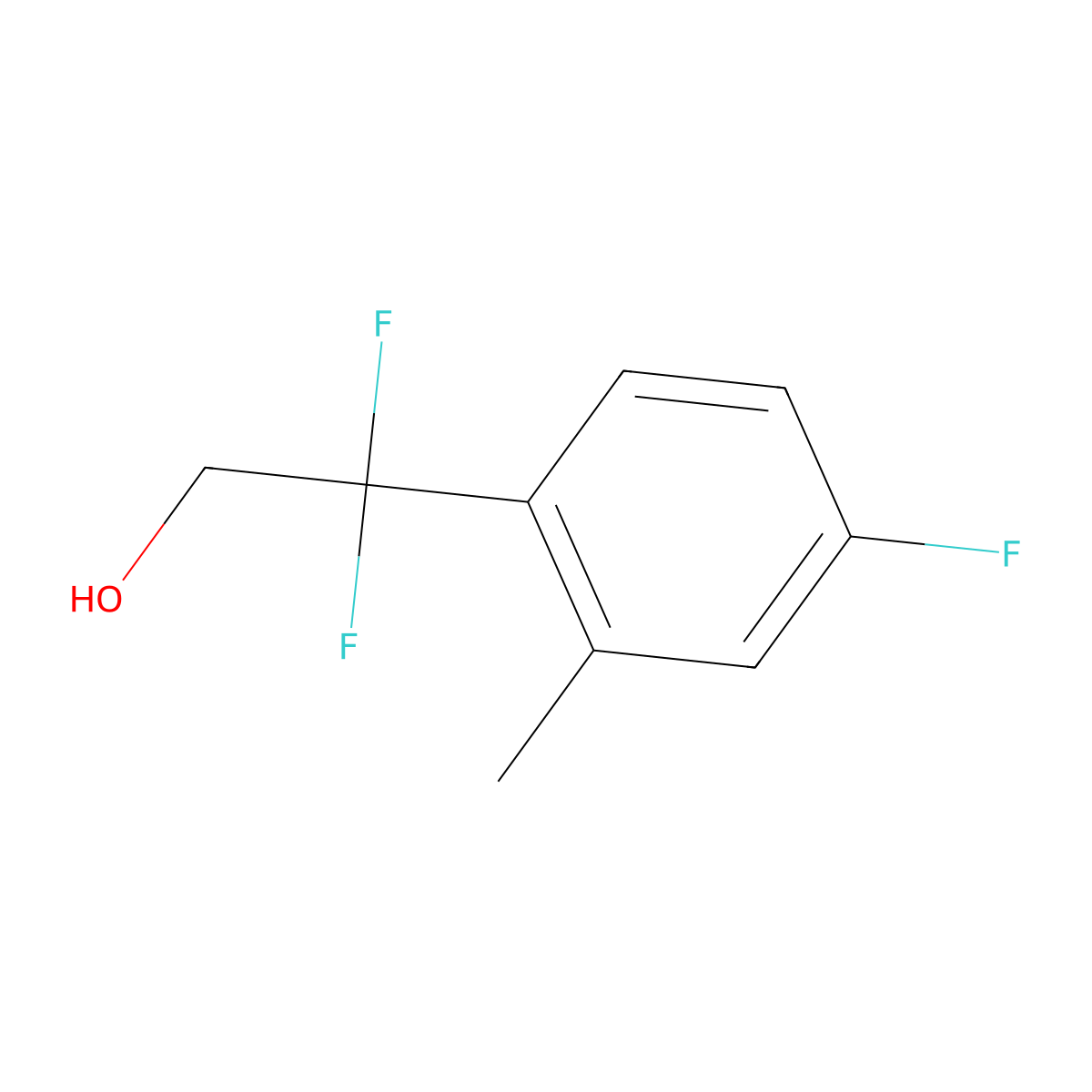 2,2-Difluoro-2-(4-fluoro-2-methylphenyl)ethan-1-ol molecular structure, CAS 1780152-72-8