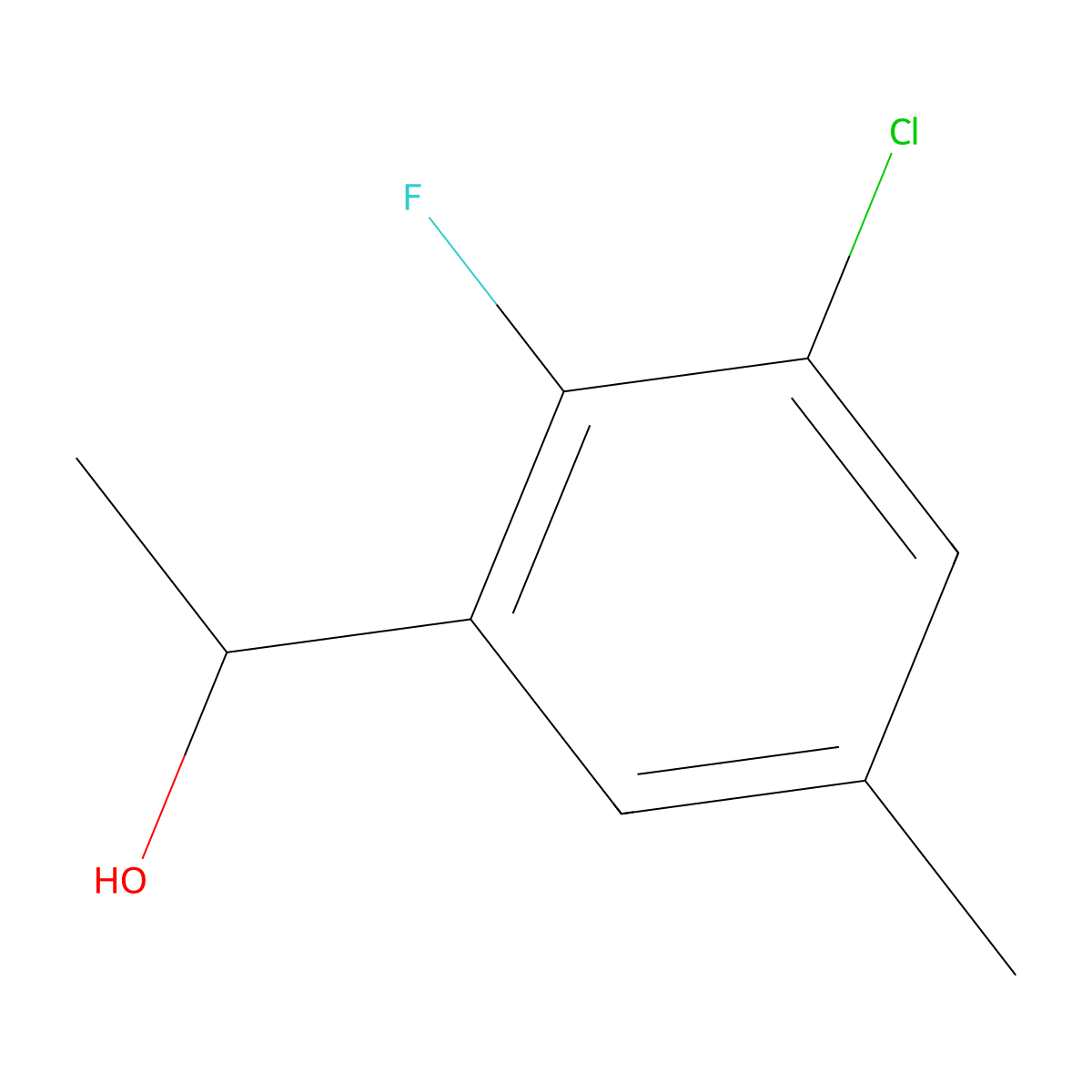 1-(3-Chloro-2-fluoro-5-methylphenyl)ethanol molecular structure, CAS 1780160-23-7