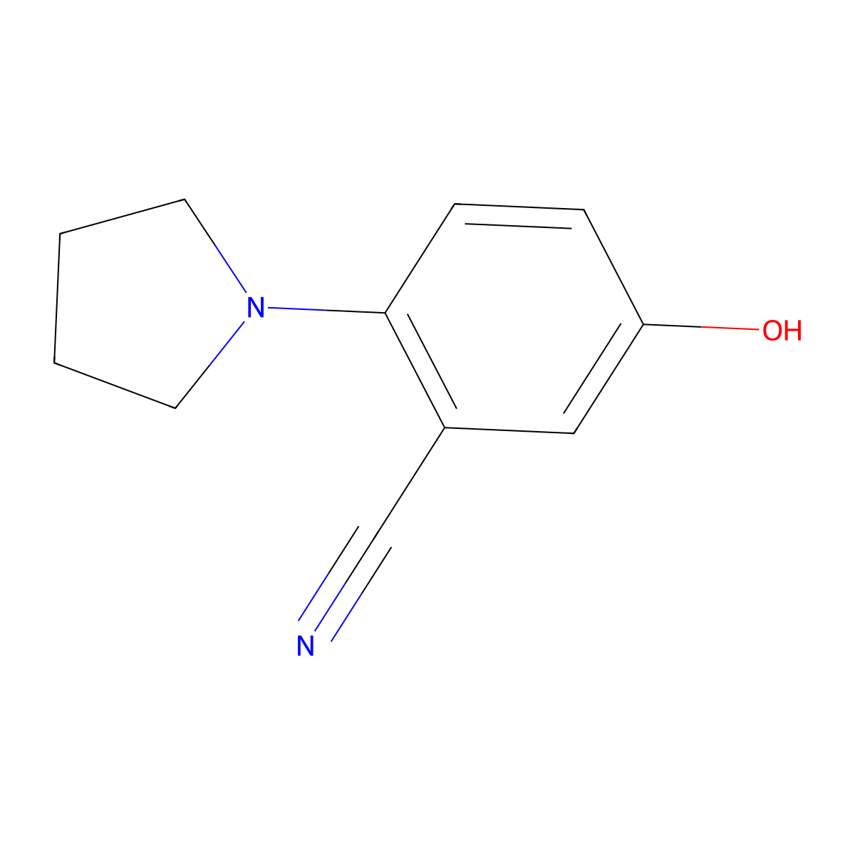 5-Hydroxy-2-(pyrrolidin-1-YL)benzonitrile molecular structure, CAS 1780165-03-8