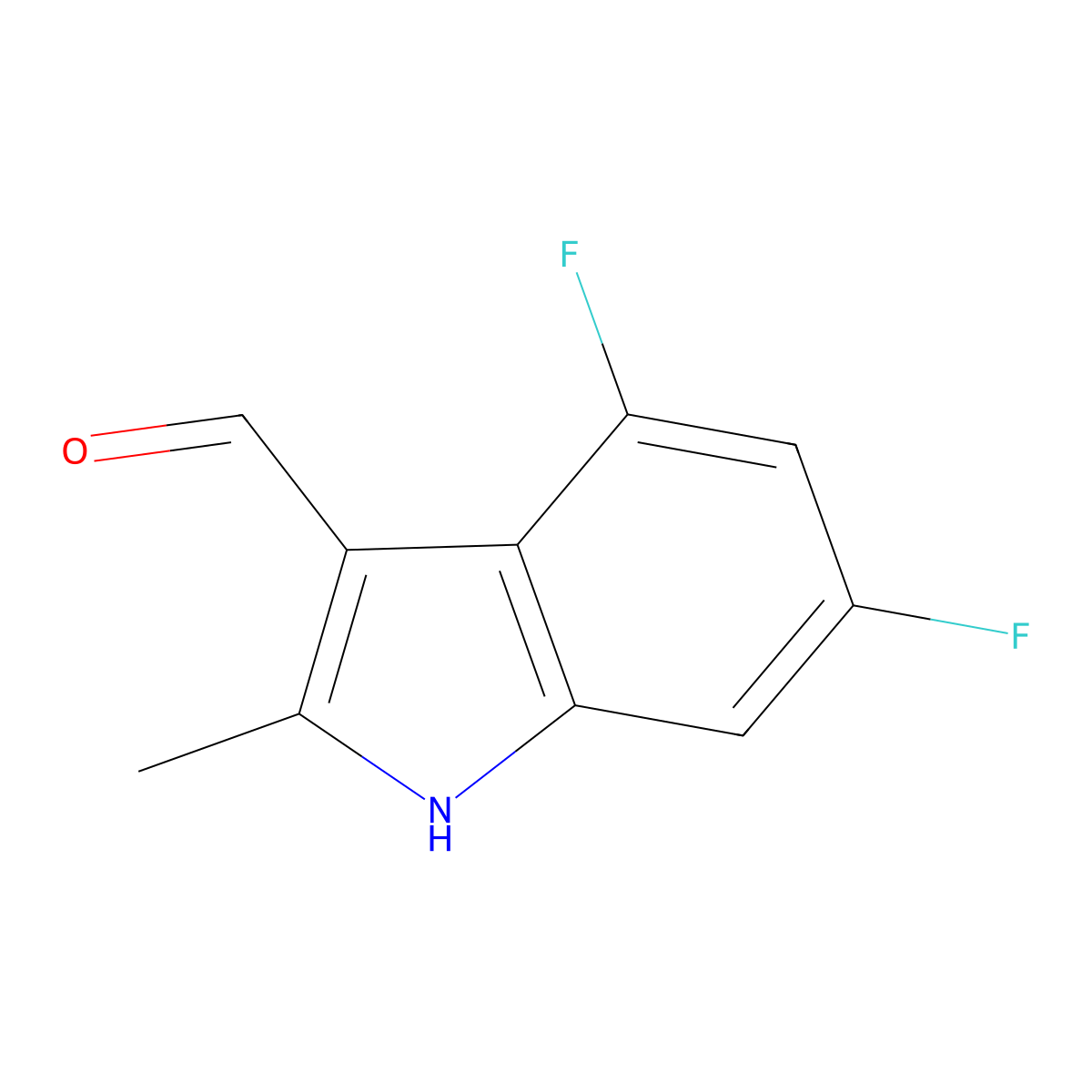4,6-difluoro-2-methyl-1H-indole-3-carbaldehyde molecular structure, CAS 1780170-62-8