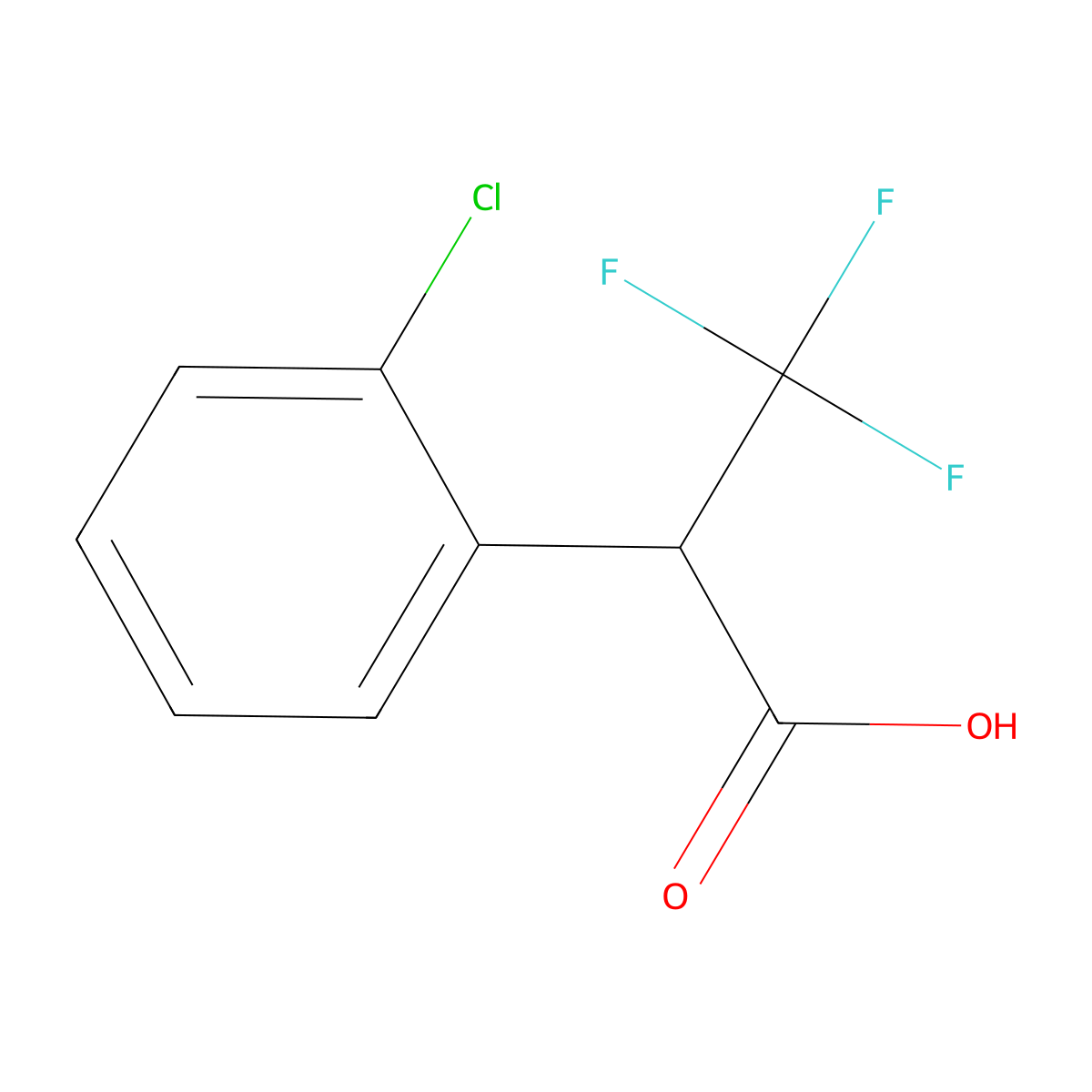 2-(2-Chlorophenyl)-3,3,3-trifluoropropanoic acid molecular structure, CAS 1780171-58-5