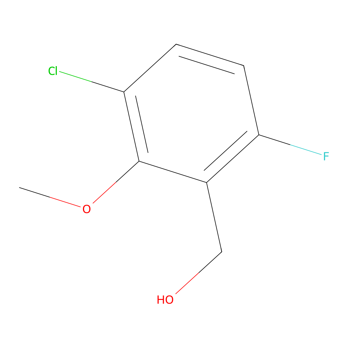 (3-Chloro-6-fluoro-2-methoxyphenyl)methanol molecular structure, CAS 1780183-58-5