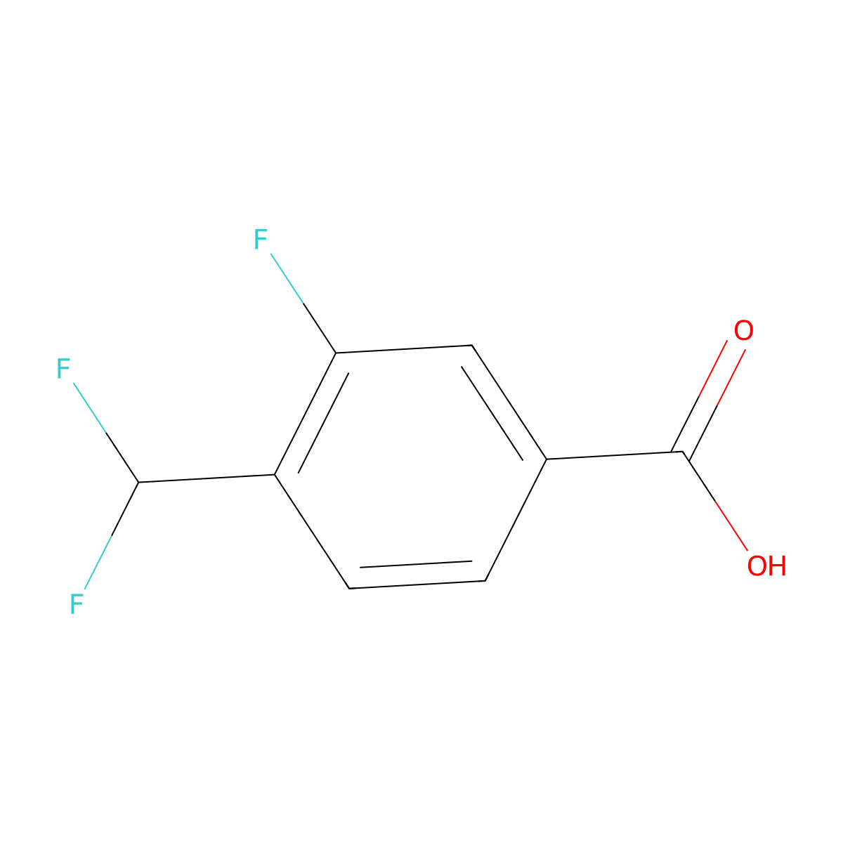 4-(Difluoromethyl)-3-fluorobenzoic acid molecular structure, CAS 1780188-78-4