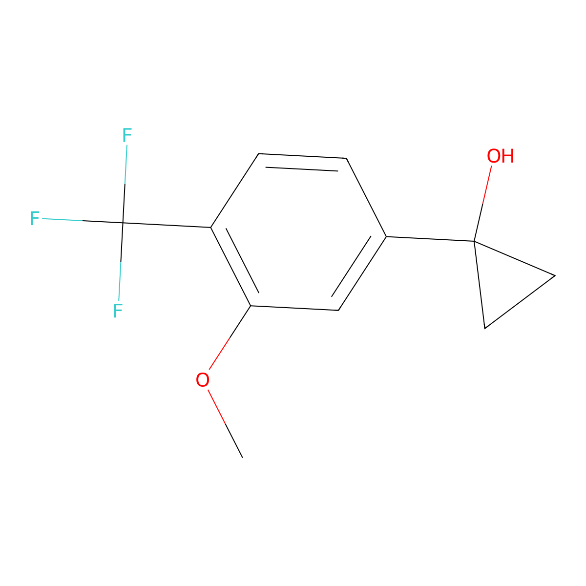 1-[3-Methoxy-4-(trifluoromethyl)phenyl]cyclopropan-1-ol molecular structure, CAS 1780189-76-5