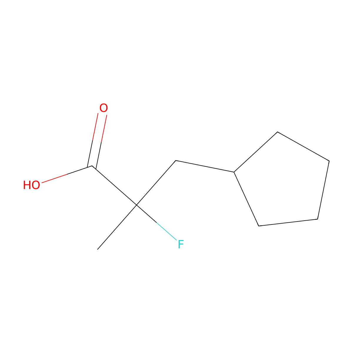 3-Cyclopentyl-2-fluoro-2-methylpropanoic acid molecular structure, CAS 1780190-12-6