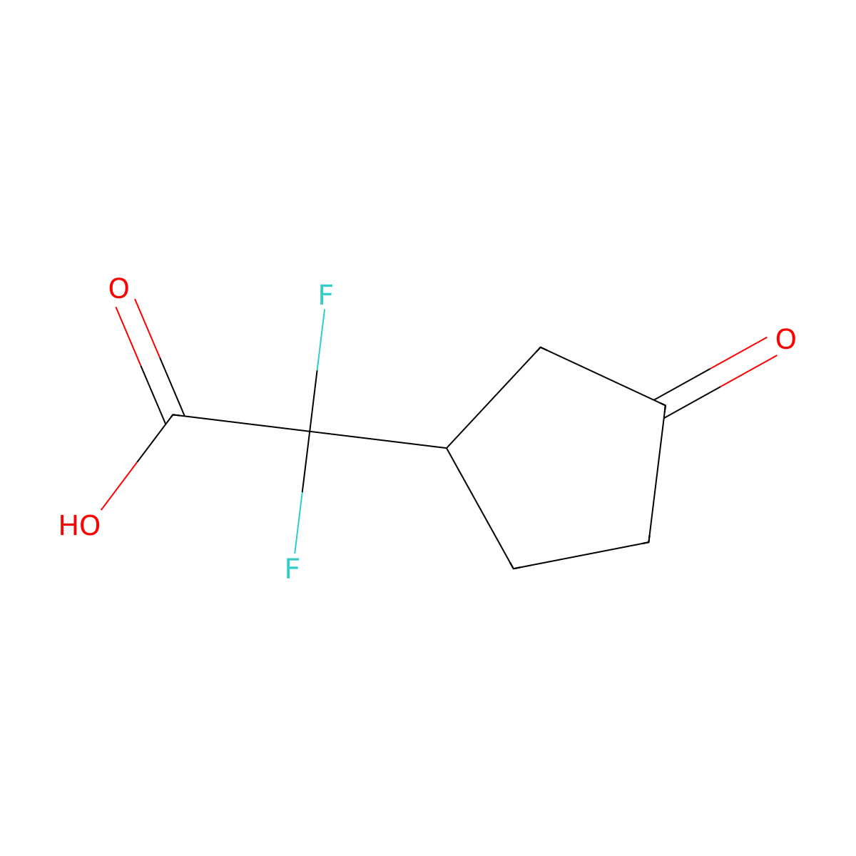 2,2-Difluoro-2-(3-oxocyclopentyl)acetic acid molecular structure, CAS 1780193-51-2