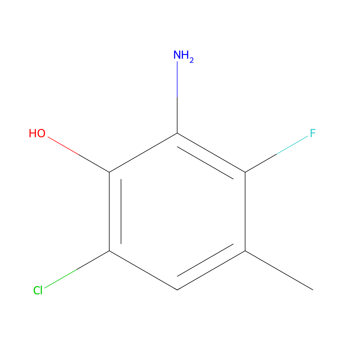 2-Amino-6-chloro-3-fluoro-4-methylphenol molecular structure, CAS 1780196-56-6