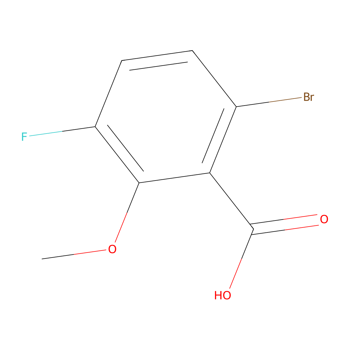 6-Bromo-3-fluoro-2-methoxybenzoic acid molecular structure, CAS 1780197-82-1