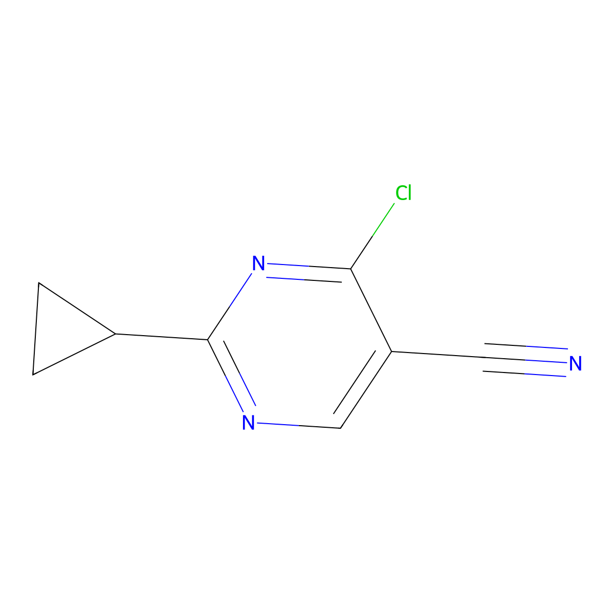 4-Chloro-2-cyclopropylpyrimidine-5-carbonitrile molecular structure, CAS 1780203-39-5