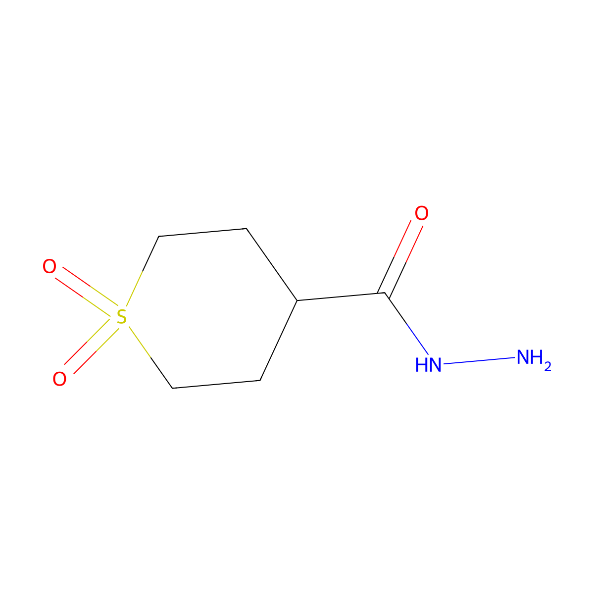 Tetrahydro-2H-thiopyran-4-carbohydrazide 1,1-dioxide molecular structure, CAS 1780206-55-4