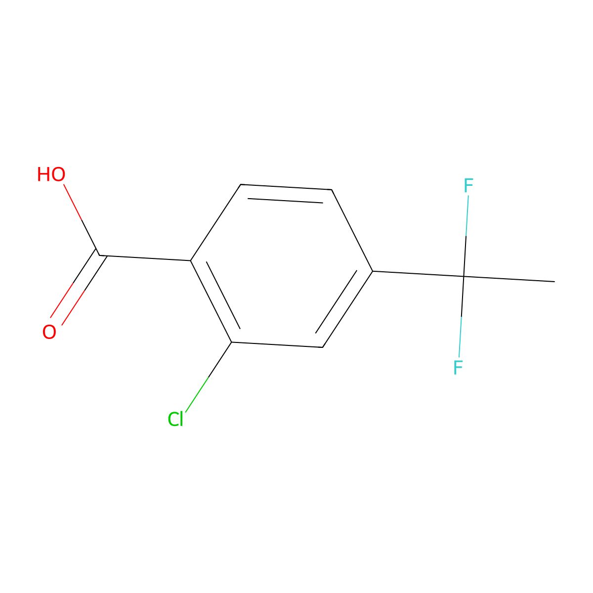 2-Chloro-4-(1,1-difluoroethyl)benzoic acid molecular structure, CAS 1780208-41-4