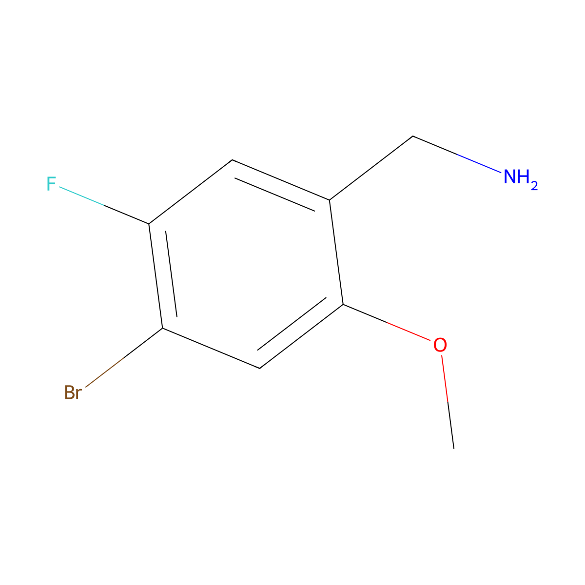 (4-Bromo-5-fluoro-2-methoxyphenyl)methanamine molecular structure, CAS 1780208-92-5