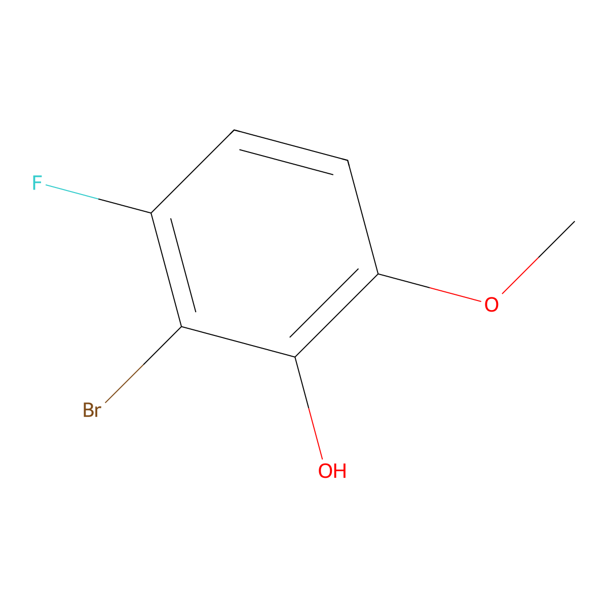 2-Bromo-3-fluoro-6-methoxyphenol molecular structure, CAS 1780209-38-2