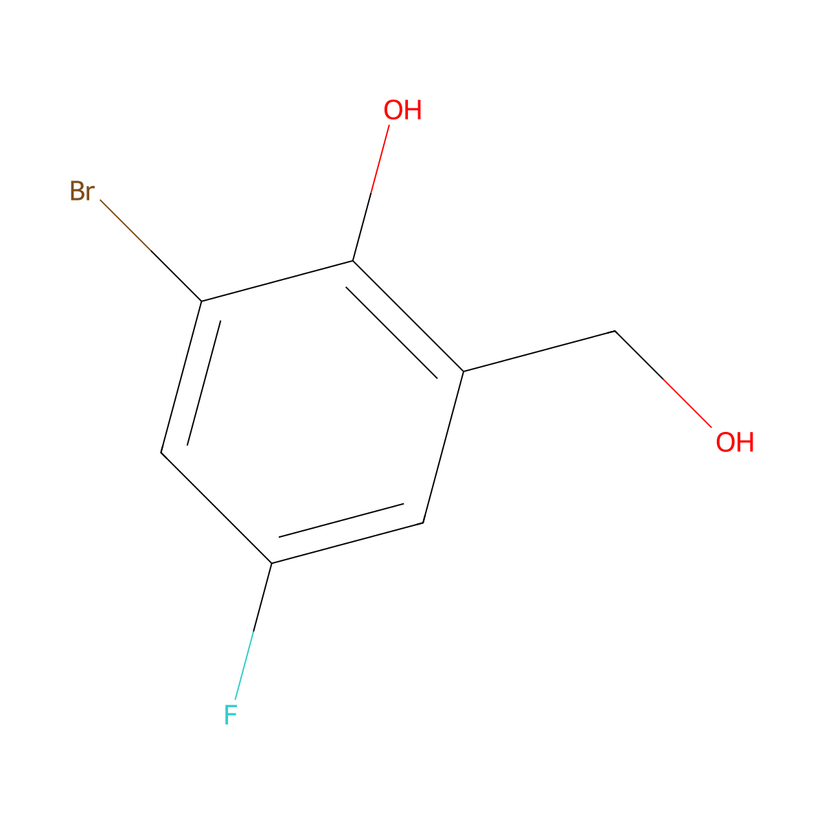 2-Bromo-4-fluoro-6-(hydroxymethyl)phenol molecular structure, CAS 1780209-45-1