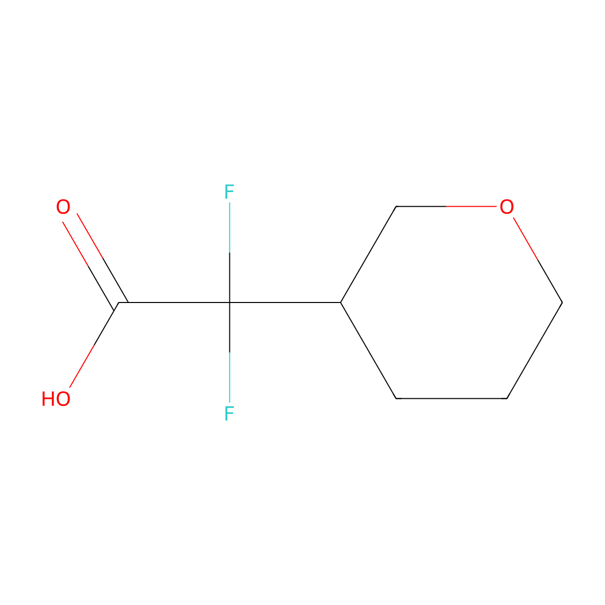 2,2-Difluoro-2-(oxan-3-yl)acetic acid molecular structure, CAS 1780215-89-5
