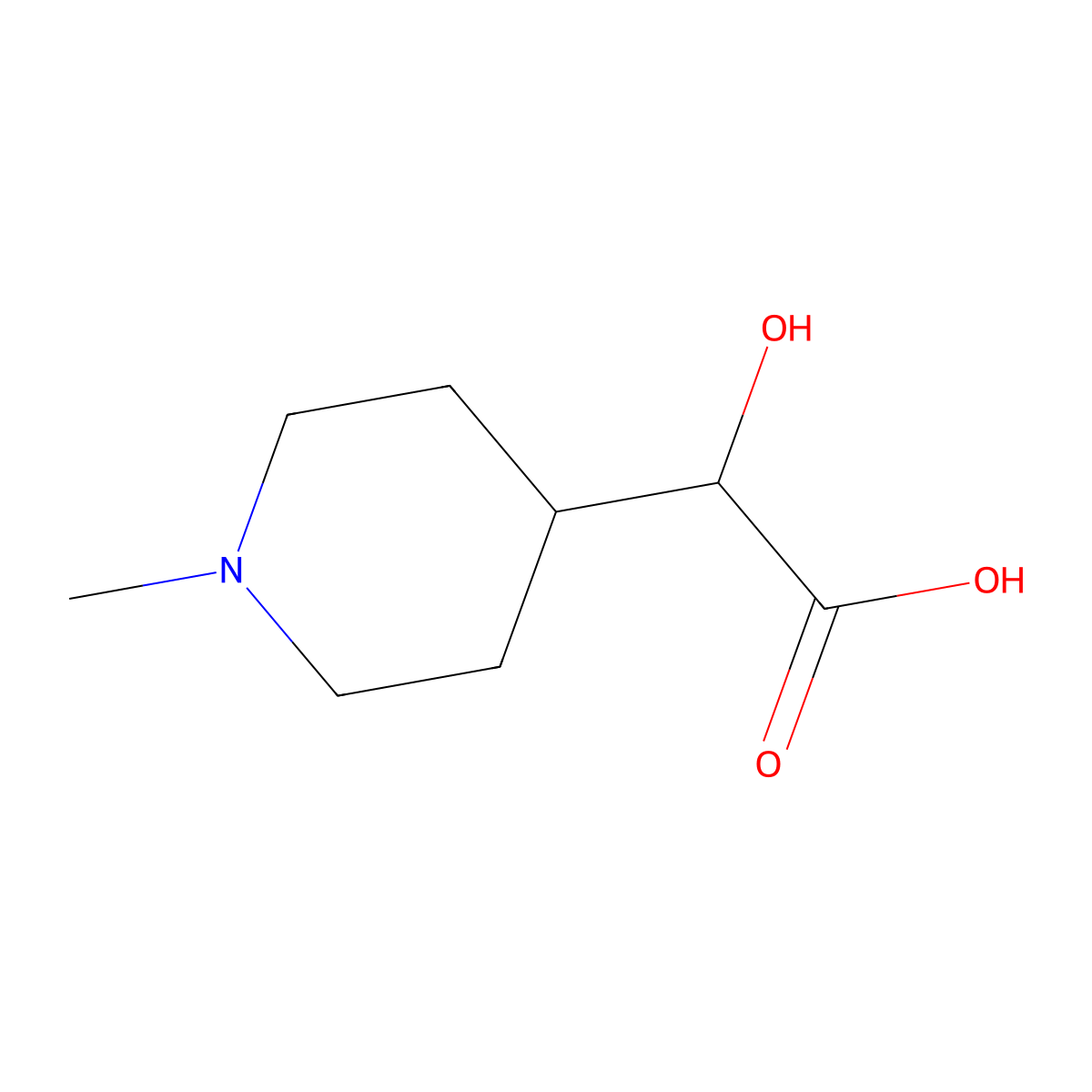 2-Hydroxy-2-(1-methylpiperidin-4-yl)acetic acid molecular structure, CAS 1780216-03-6