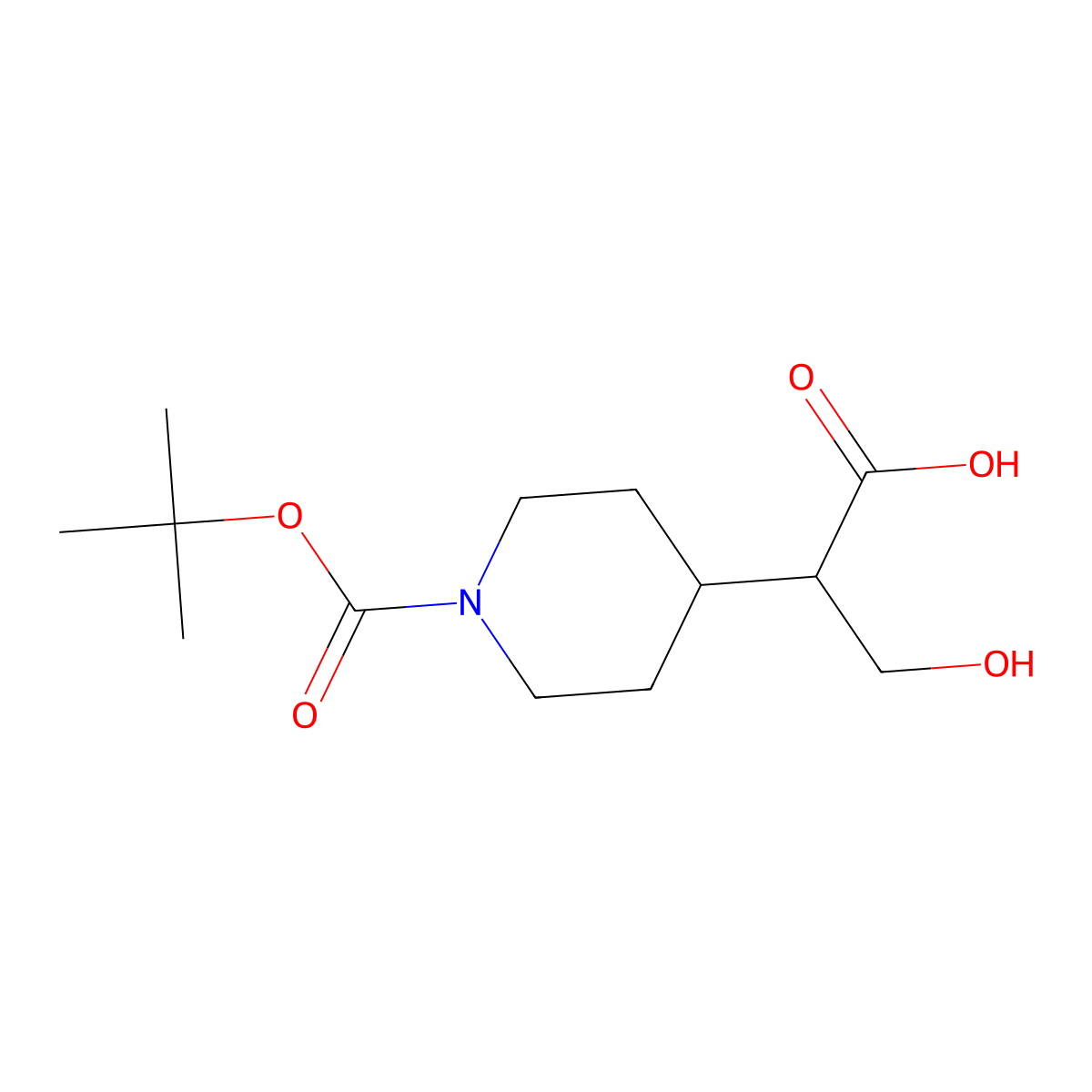 2-{1-[(Tert-butoxy)carbonyl]piperidin-4-yl}-3-hydroxypropanoic acid molecular structure, CAS 1780221-23-9