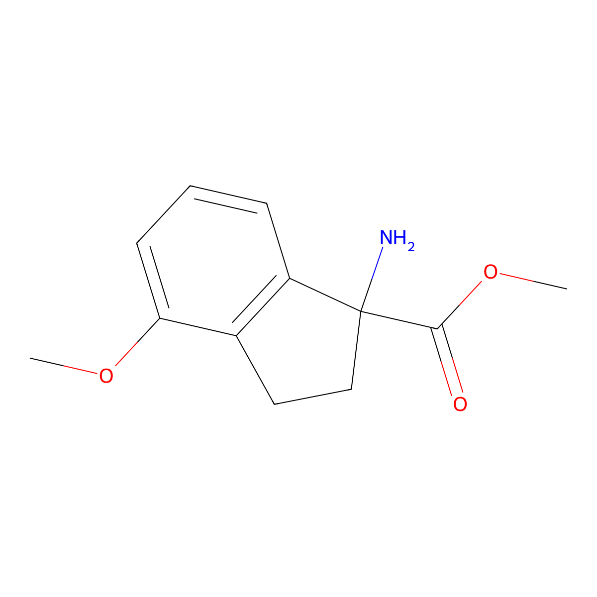 Methyl 1-amino-4-methoxy-2,3-dihydro-1H-indene-1-carboxylate molecular structure, CAS 1780226-48-3