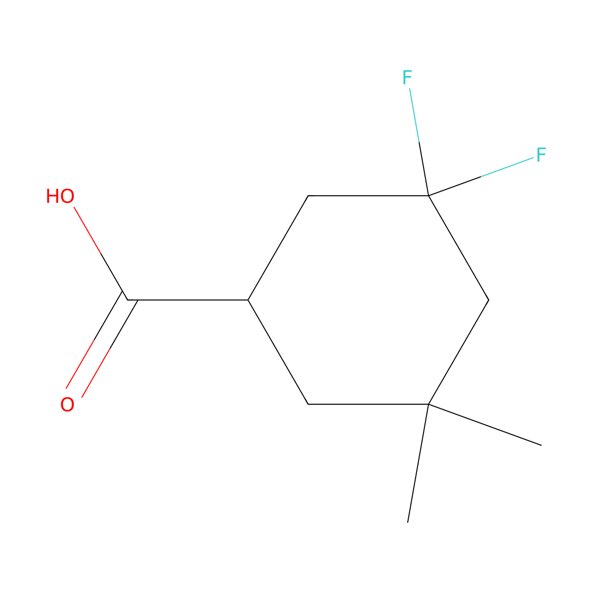 3,3-Difluoro-5,5-dimethylcyclohexane-1-carboxylic acid molecular structure, CAS 1780230-91-2