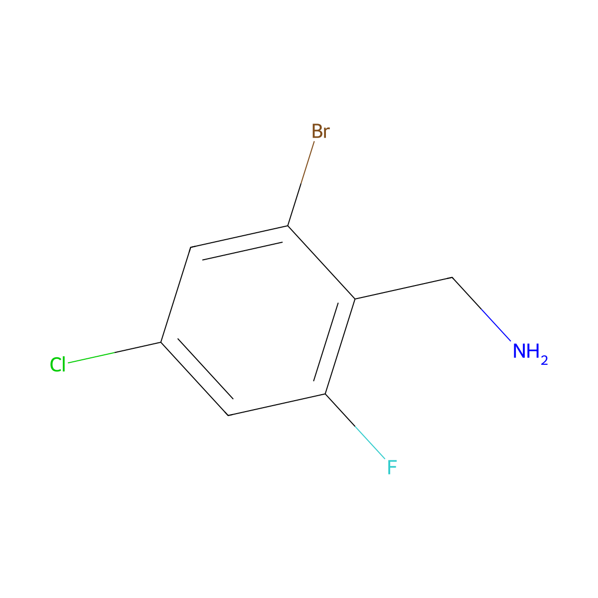 (2-Bromo-4-chloro-6-fluorophenyl)methanamine molecular structure, CAS 1780235-61-1