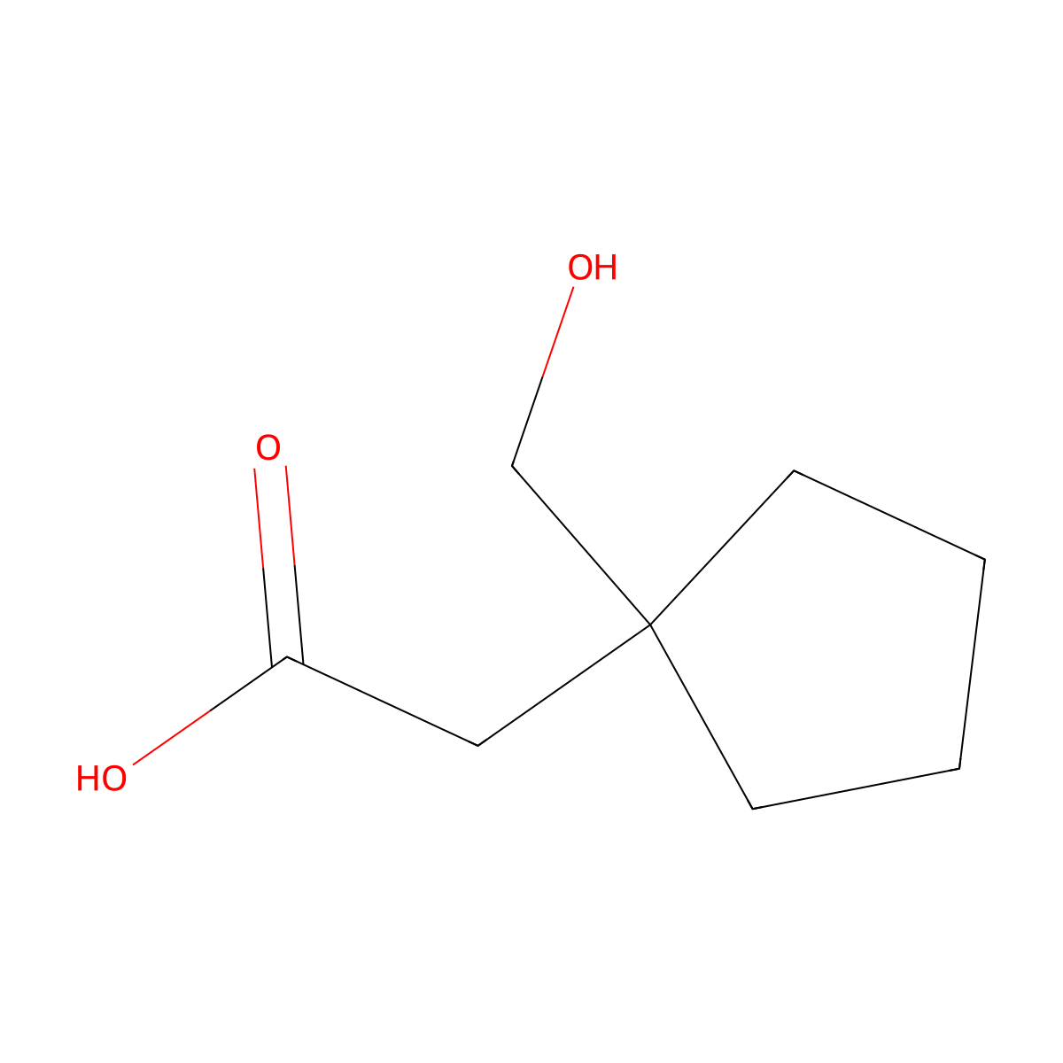 2-[1-(Hydroxymethyl)cyclopentyl]acetic acid molecular structure, CAS 1780235-67-7