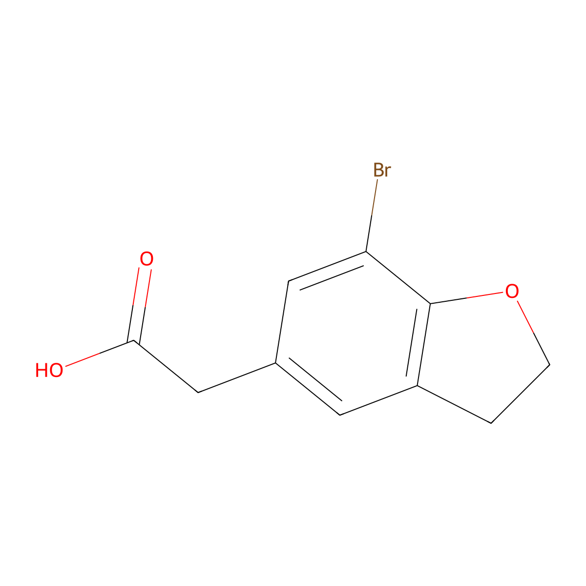 2-(7-Bromo-2,3-dihydro-1-benzofuran-5-yl)acetic acid molecular structure, CAS 1780241-00-0