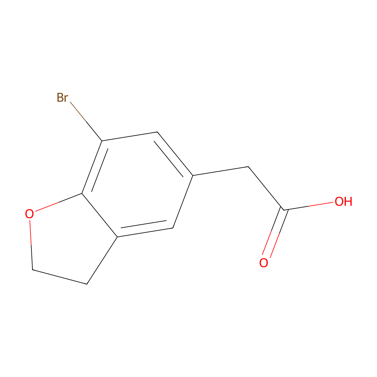 2-(7-Bromo-2,3-dihydro-1-benzofuran-5-yl)acetic acid molecular structure, CAS 1780241-00-0