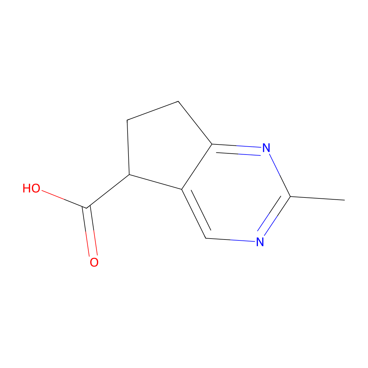 2-Methyl-6,7-dihydro-5H-cyclopenta[d]pyrimidine-5-carboxylic acid molecular structure, CAS 1780245-25-1