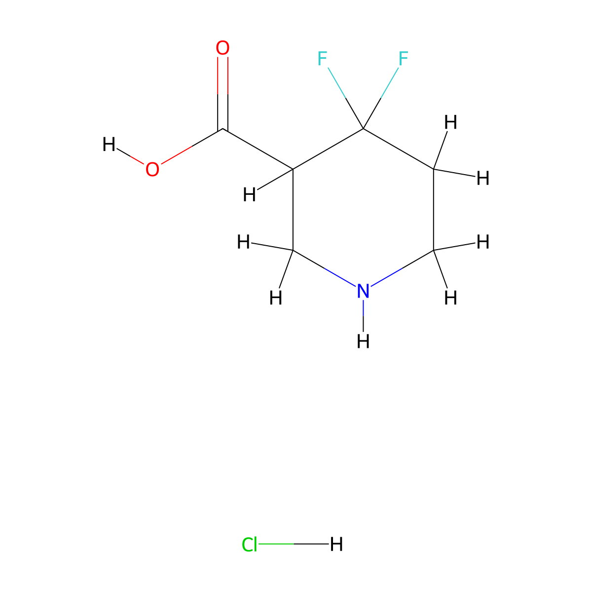 4,4-Difluoropiperidine-3-carboxylic acid hydrochloride molecular structure, CAS 1780258-19-6
