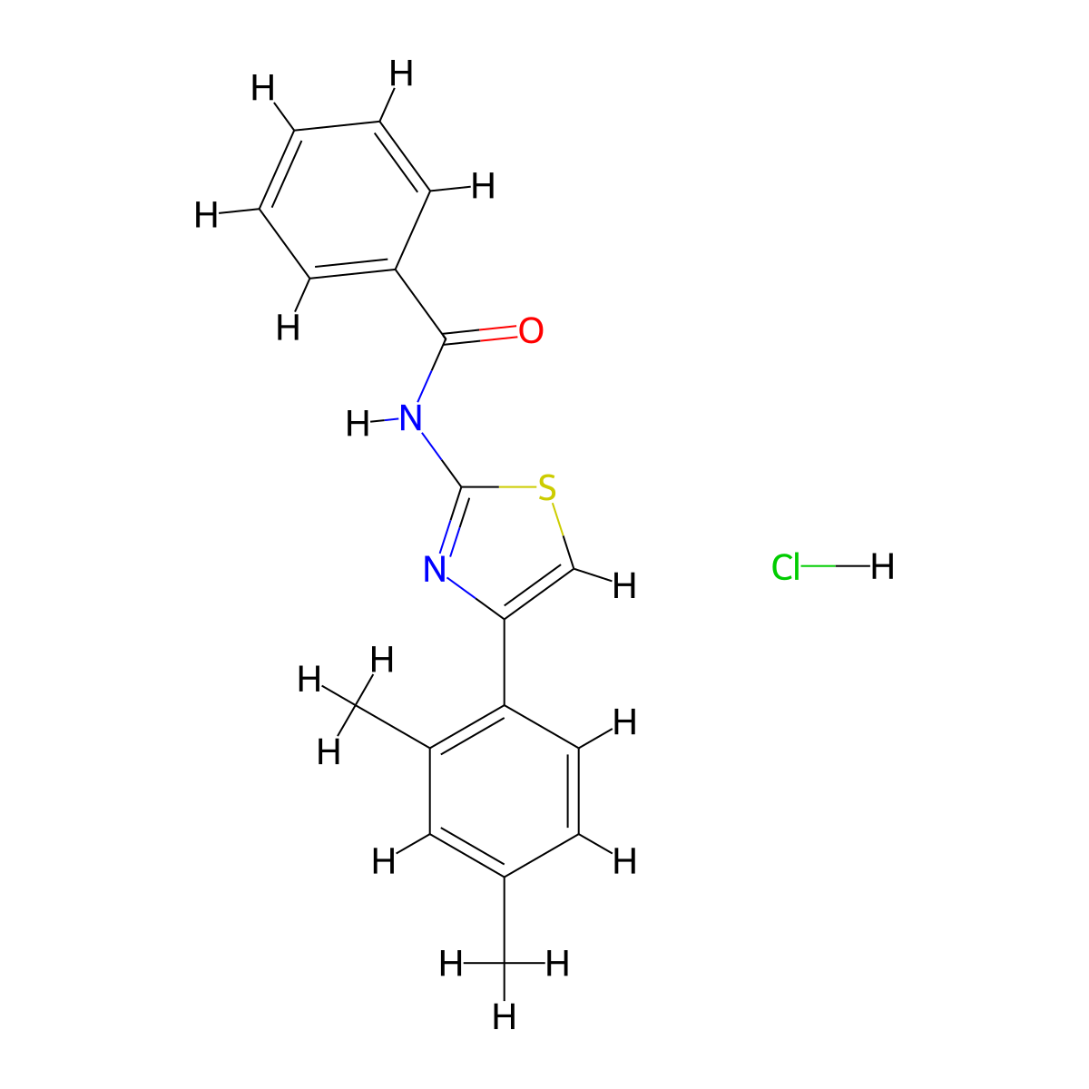 N-(4-(2,4-dimethylphenyl)thiazol-2-yl)benzamide hydrochloride molecular structure, CAS 1780260-01-6