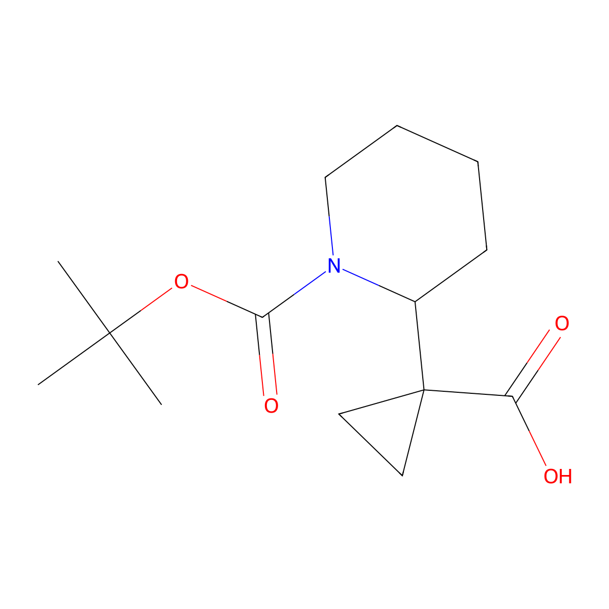 1-{1-[(Tert-butoxy)carbonyl]piperidin-2-yl}cyclopropane-1-carboxylic acid molecular structure, CAS 1780260-53-8