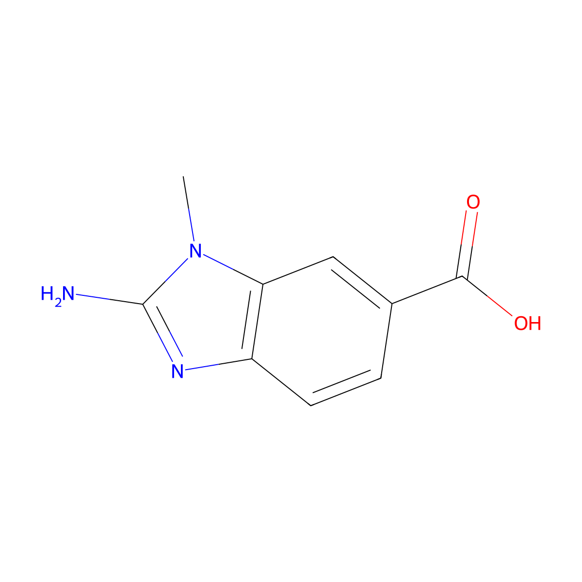 2-amino-1-methyl-1H-1,3-benzodiazole-6-carboxylic acid molecular structure, CAS 1780270-04-3
