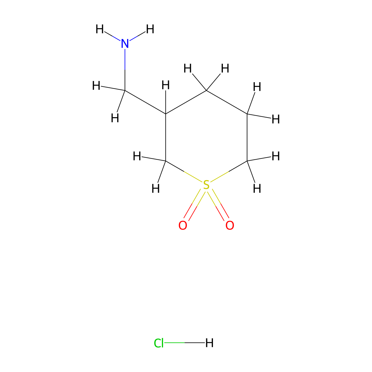 3-(Aminomethyl)-1lambda6-thiane-1,1-dione hydrochloride molecular structure, CAS 1780271-77-3