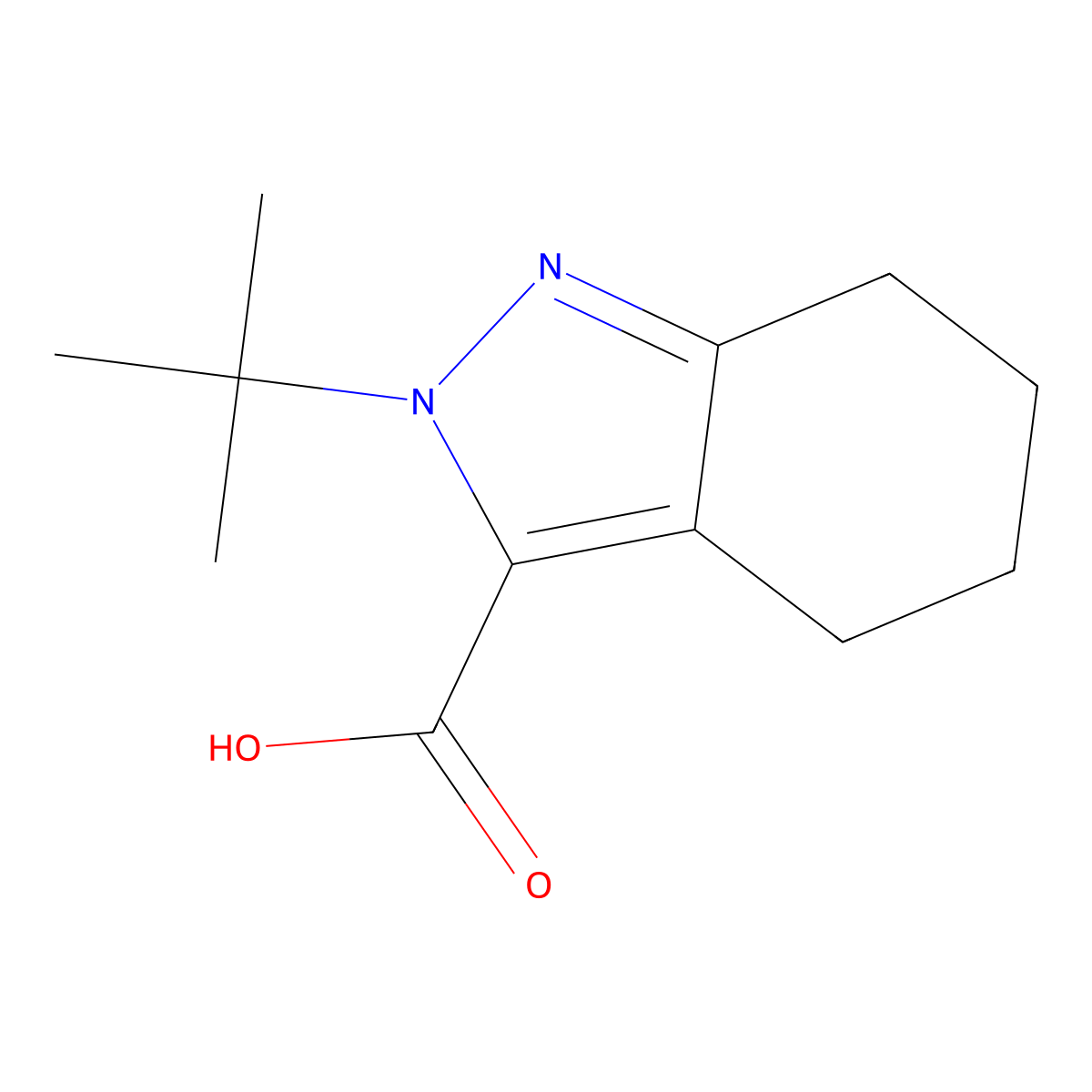 2-tert-butyl-4,5,6,7-tetrahydro-2H-indazole-3-carboxylic acid molecular structure, CAS 1780277-66-8