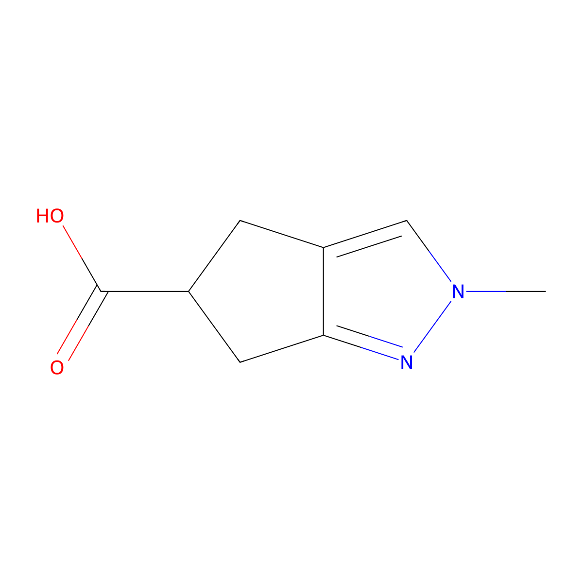 2-Methyl-2,4,5,6-tetrahydrocyclopenta[c]pyrazole-5-carboxylic acid molecular structure, CAS 1780282-55-4