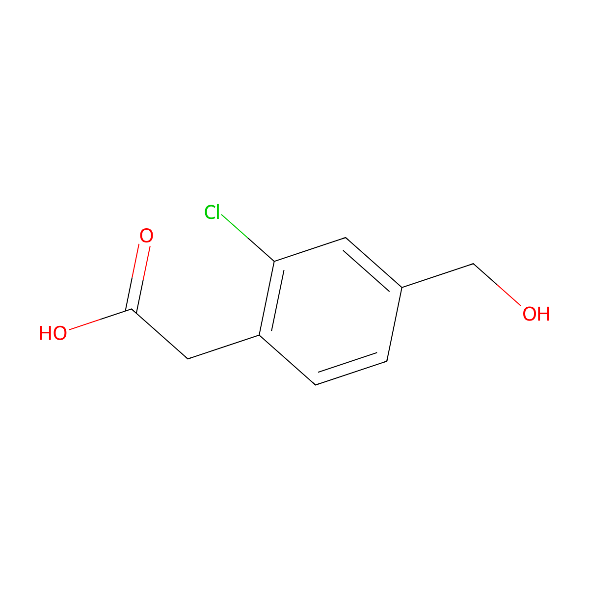 2-[2-Chloro-4-(hydroxymethyl)phenyl]acetic acid molecular structure, CAS 1780298-68-1