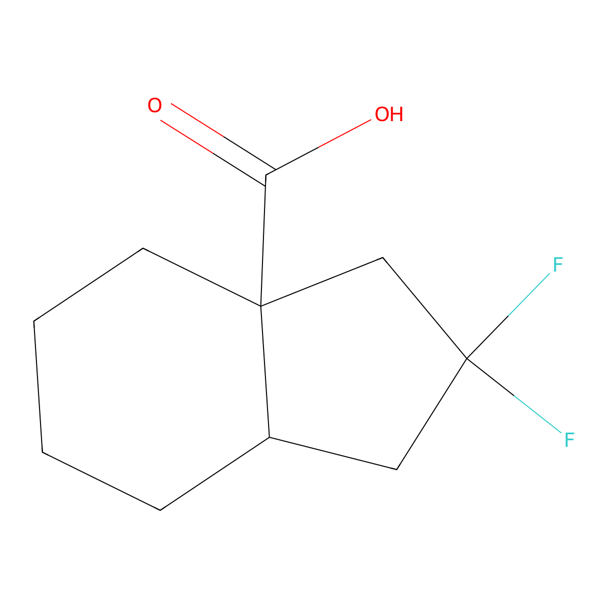 2,2-Difluorooctahydro-3aH-indene-3a-carboxylic acid molecular structure, CAS 1780300-27-7