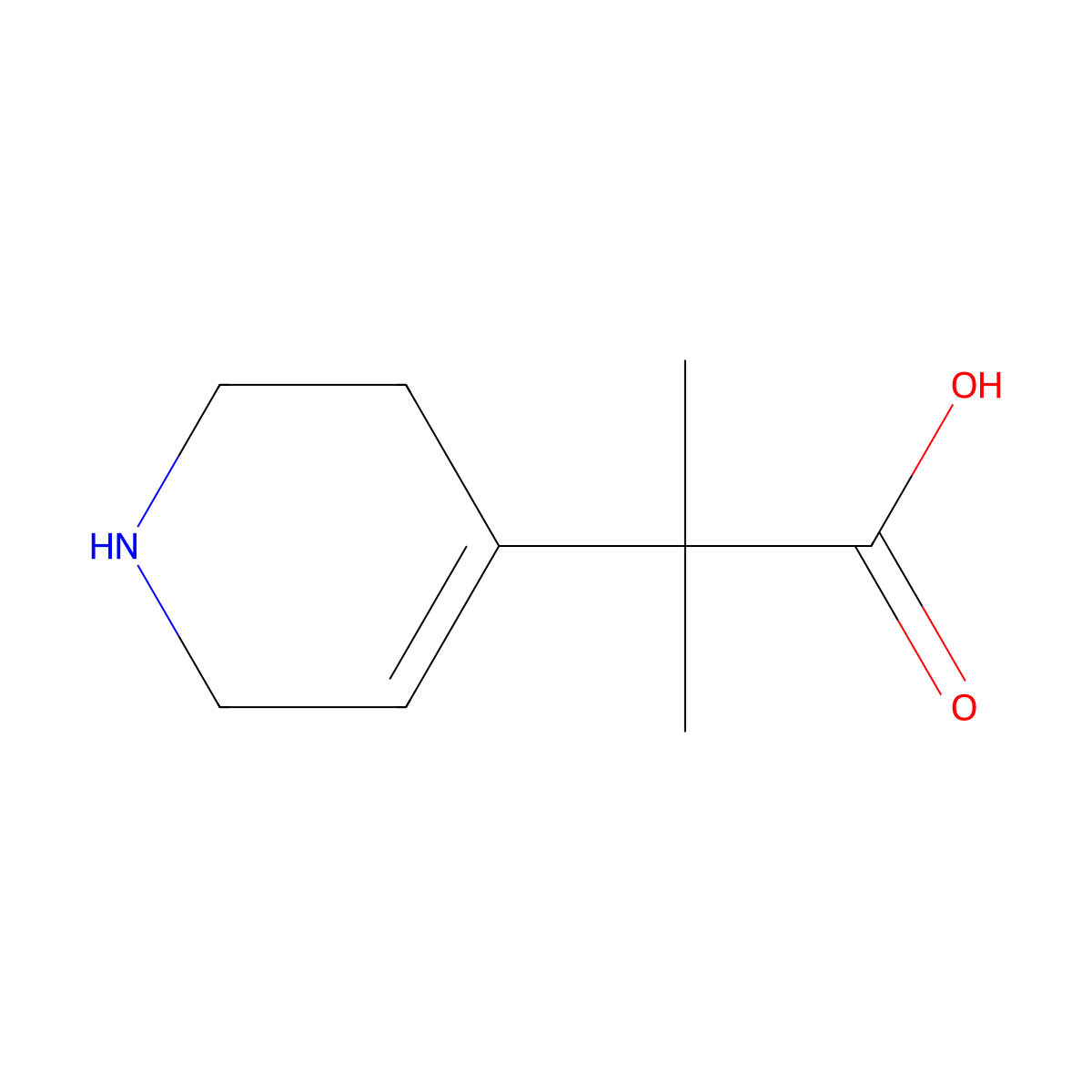 2-Methyl-2-(1,2,3,6-tetrahydropyridin-4-yl)propanoic acid molecular structure, CAS 1780300-50-6