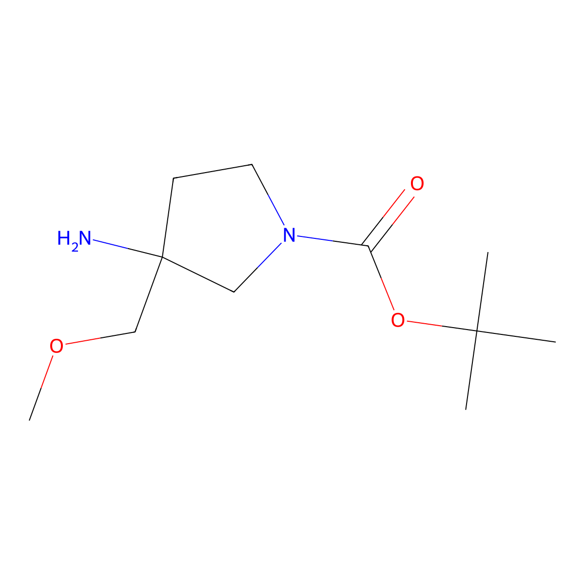 Tert-butyl 3-amino-3-(methoxymethyl)pyrrolidine-1-carboxylate molecular structure, CAS 1780307-20-1