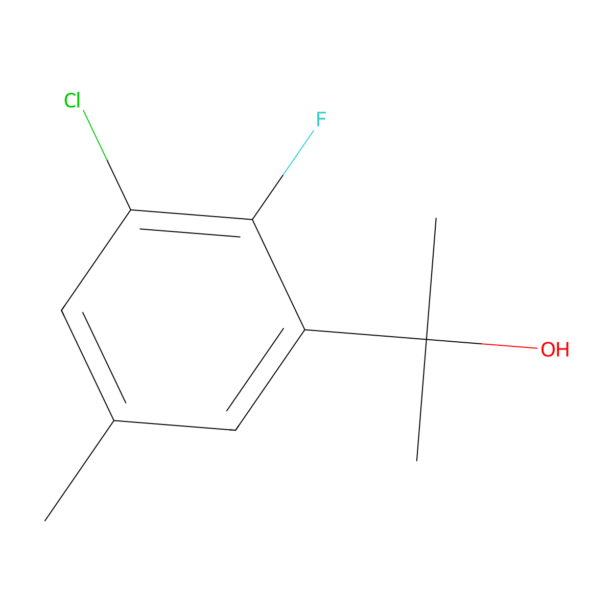 3-Chloro-2-fluoro-alpha,alpha,5-trimethylbenZenemethanol molecular structure, CAS 1780314-02-4