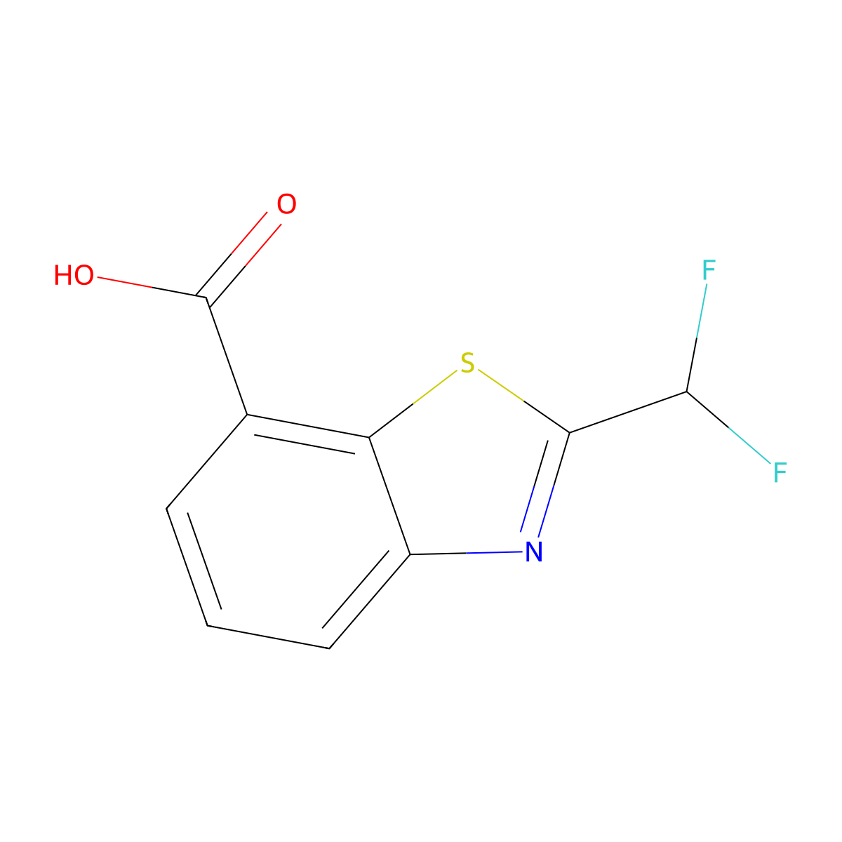 2-(Difluoromethyl)-1,3-benzothiazole-7-carboxylic acid molecular structure, CAS 1780314-31-9