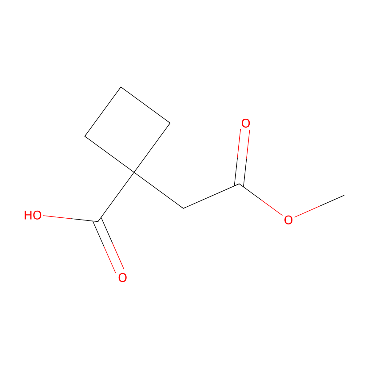 1-(2-Methoxy-2-oxo-ethyl)cyclobutanecarboxylic acid molecular structure, CAS 1780320-69-5