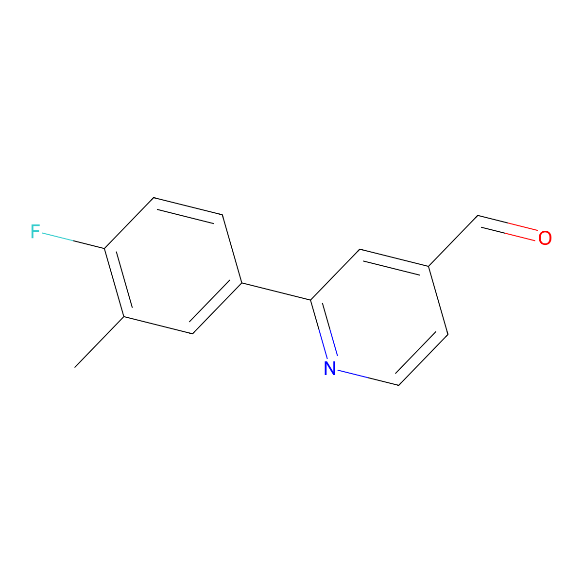 2-(4-Fluoro-3-methylphenyl)-4-pyridinecarboxaldehyde molecular structure, CAS 1780330-97-3